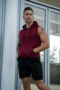 Mens Sleeveless Hoodie With Front Pockets