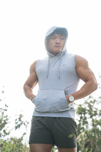 Mens Sleeveless Hoodie With Front Pockets