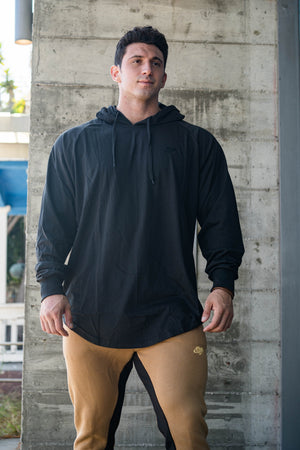 Mens Bodybuilding Oversized Full Sleeves Side Zip Hooded Shirt - KARDIOMATTERS