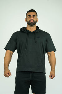 Mens Bodybuilding Oversized Short Sleeve Hooded Shirt - KARDIOMATTERS