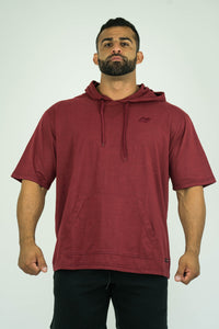 Mens Bodybuilding Oversized Short Sleeve Hooded Shirt - KARDIOMATTERS