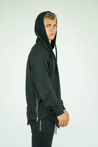 Mens Bodybuilding Oversized Full Sleeves Side Zip Hooded Shirt - KARDIOMATTERS