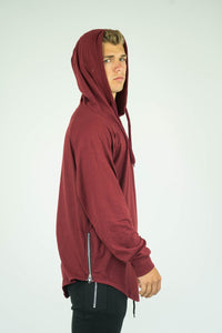 Mens Bodybuilding Oversized Full Sleeves Side Zip Hooded Shirt - KARDIOMATTERS