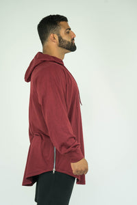 Mens Bodybuilding Oversized Full Sleeves Side Zip Hooded Shirt - KARDIOMATTERS