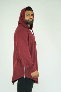 Mens Bodybuilding Oversized Full Sleeves Side Zip Hooded Shirt - KARDIOMATTERS